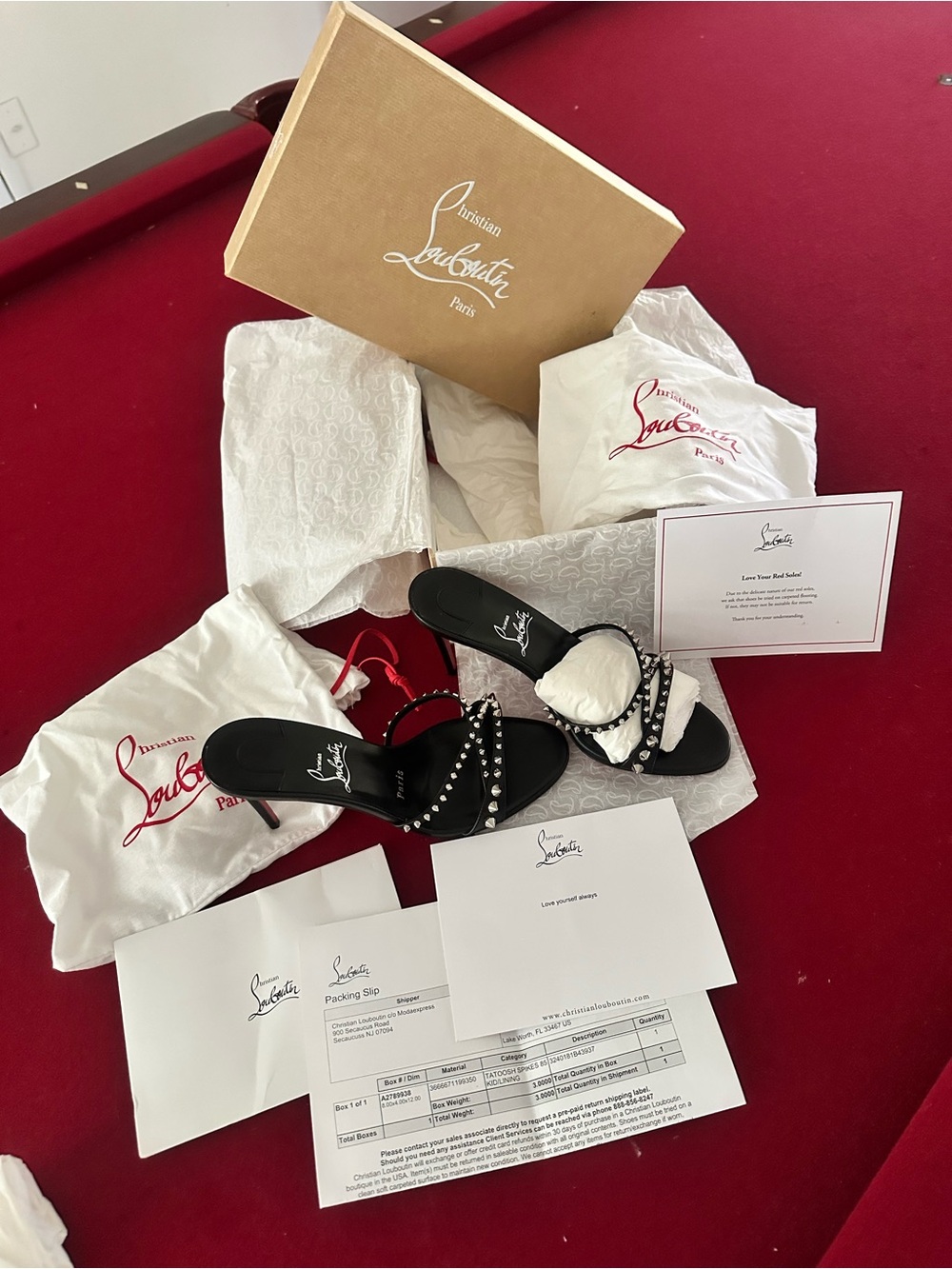 Christian Louboutin Black Studded Slide Sandals with Silver Accents